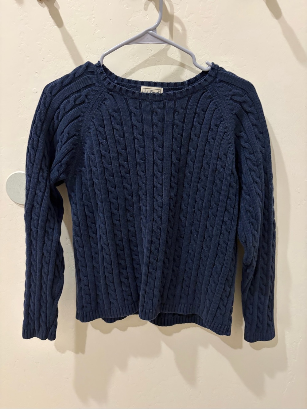 Vintage L.L. Bean Navy Cable-Knit Crew Sweater